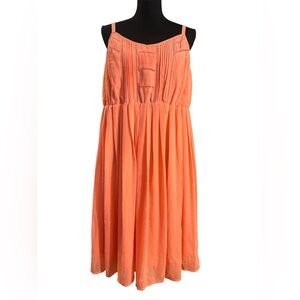 Torrid Coral Chiffon  Skater Dress, featuring a pleated bodice,lined interior 2X